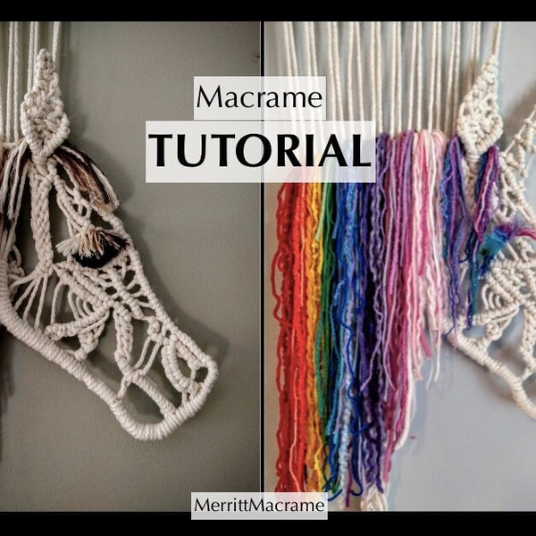 Cheval en macramé, licorne en macramé, modèle de tutoriel en macramé en anglais, tutoriel, décoration de ferme, décoration d'intérieur, chambre d'enfant, intermédiaire