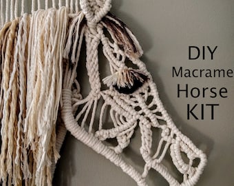 KIT de cheval en macramé bricolage - décoration de ferme, grange, rustique, cow-boy, cordon Bobbiny