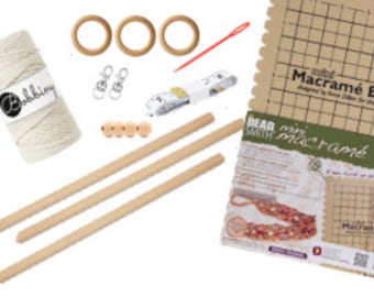 Makramee Materialset für Anfänger: Klöppelschnur, Dübel, Ringe, Perlen