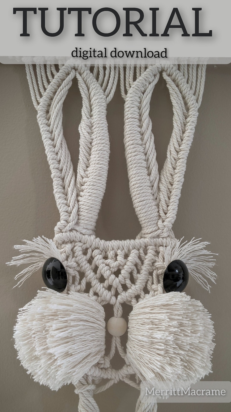 Macrame Bunny Rabbit Tutorial Pattern in ENGLISH intermediate/advanced image 1