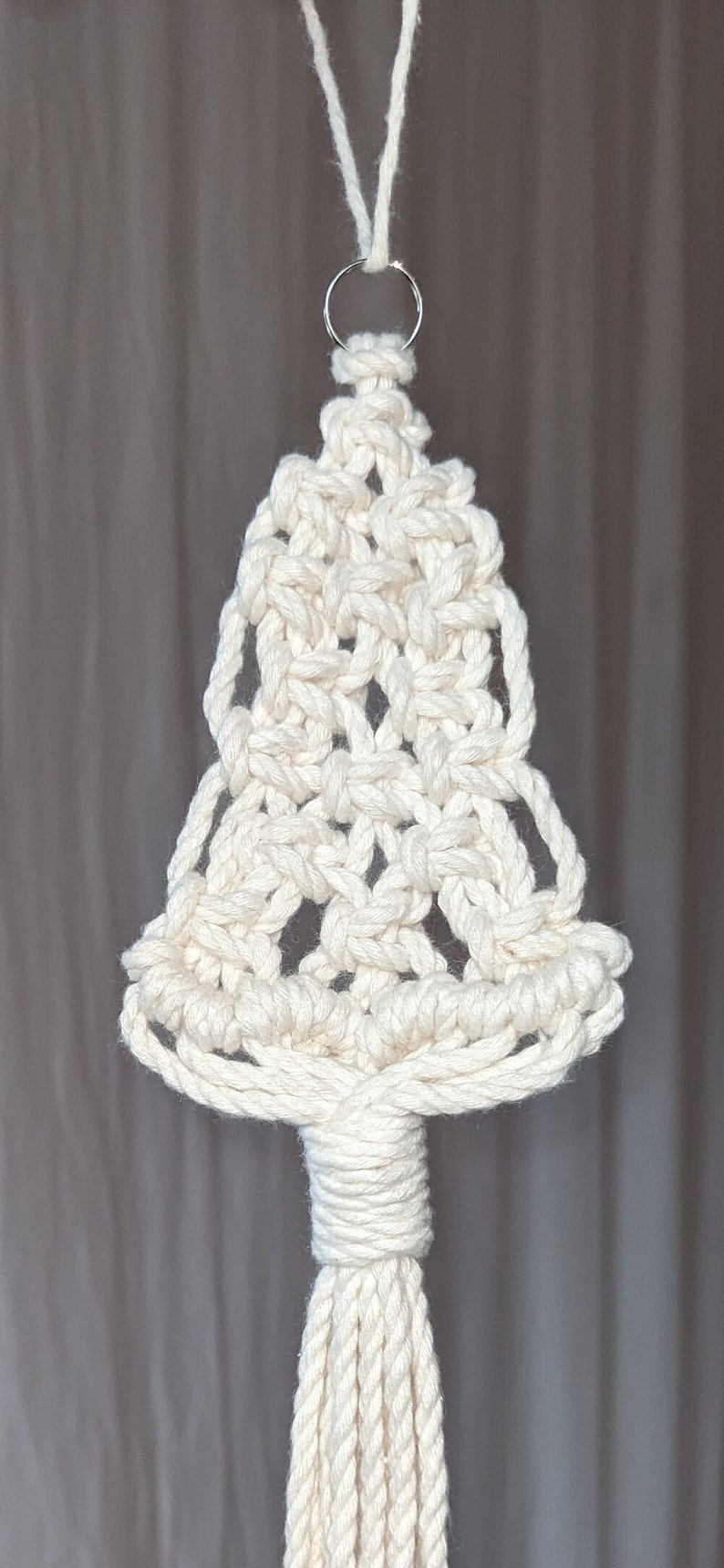 Beginner Macrame Christmas tree ornament tutorial pattern, boho chic, crafts, holiday decor, easy macrame, christmas gift, image 7