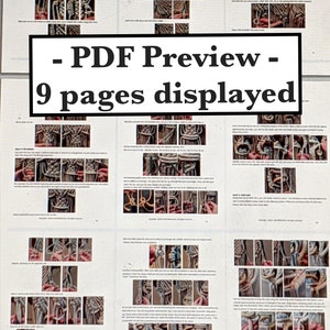 May include: A PDF preview of a 9-page document showing a step-by-step guide to macrame knotting. The document includes close-up photos of the knots and detailed instructions.
