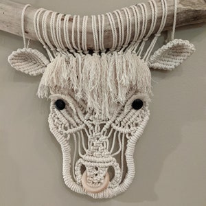 DIY Macrame Cow, macrame tutorial pattern in ENGLISH, macrame highland cow, DIY Macrame, Farmhouse decor, home decor, macrame for beginners, image 5