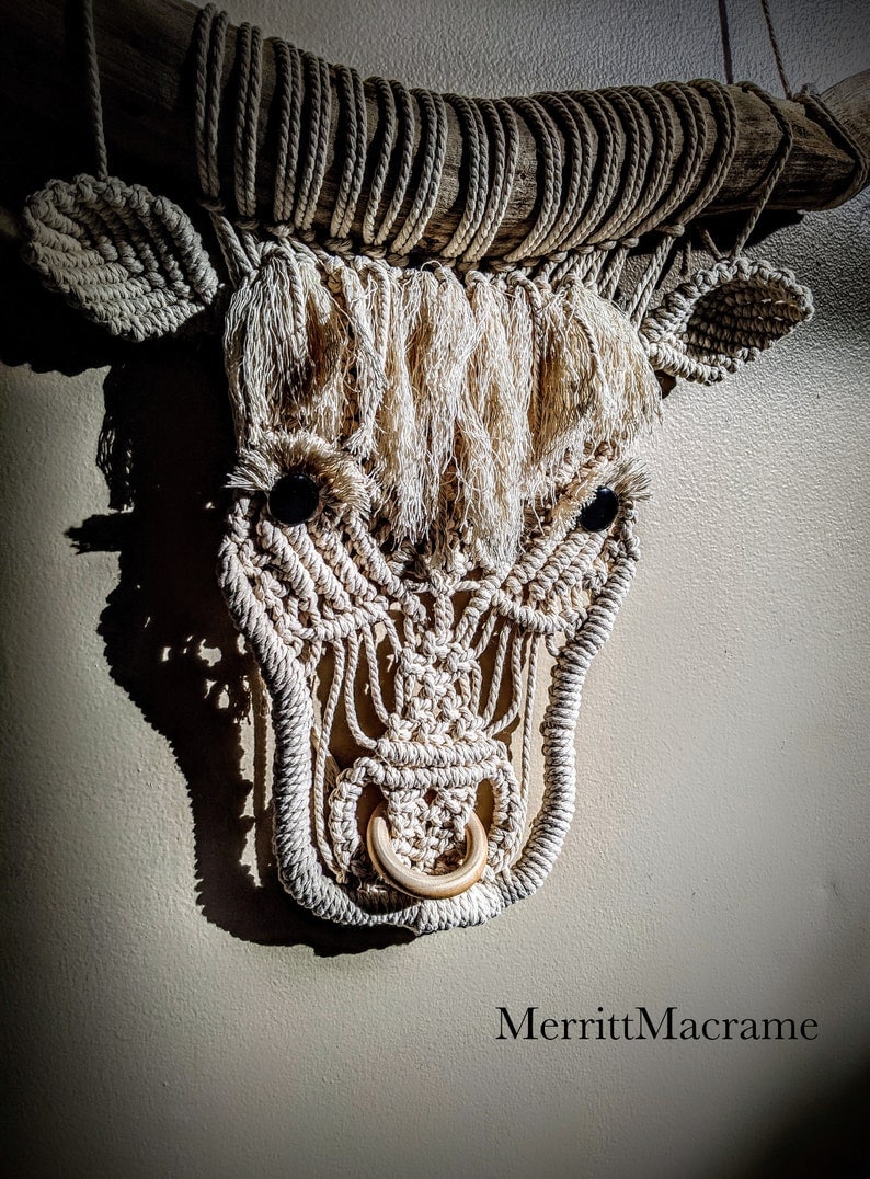 DIY Macrame Cow, macrame tutorial pattern in ENGLISH, macrame highland cow, DIY Macrame, Farmhouse decor, home decor, macrame for beginners, image 6