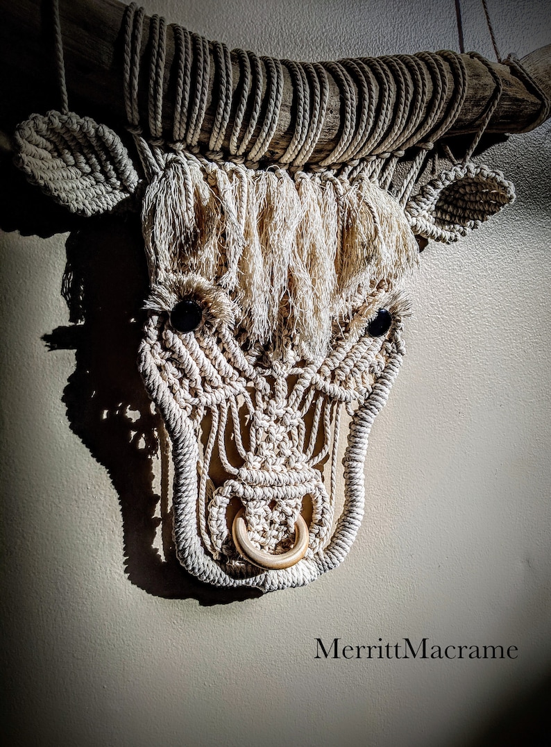 DIY Macrame COW KIT Miss Moo farm house decor, cowboy, eclectic, boho, unique project, shabby chic, Bobbiny image 4