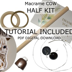 DIY Macrame COW KIT Miss Moo farm house decor, cowboy, eclectic, boho, unique project, shabby chic, Bobbiny image 3