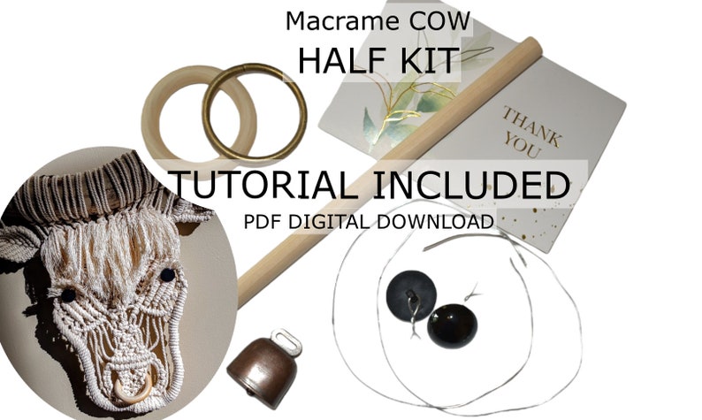 DIY Macrame COW KIT Miss Moo farm house decor, cowboy, eclectic, boho, unique project, shabby chic, Bobbiny image 3