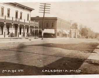 Real Photo Caledonia Michigan Postcard Street View