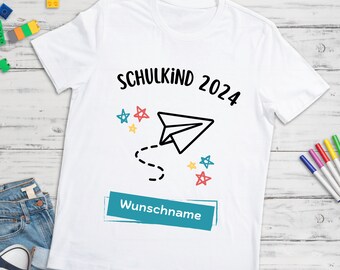 Kinder T-Shirt, Schulkind 2024, personalisiert mit Wunschname