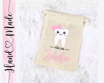 Tooth fairy bag, printed, tooth with bow