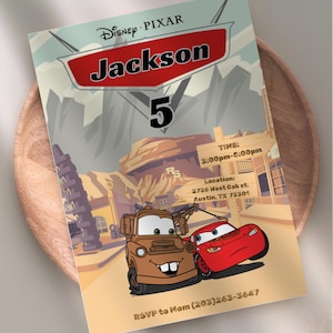 Cars McQueen Invitation | Lightning Mcqueen Birthday Invitation | Cars Birthday Invitation | McQueen Mater Invitation | Kids Invitation