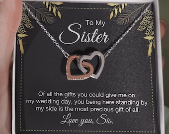Sister Wedding Gifts | Sister Of The Bride | Sister Of Bride Gift | Wedding Jewelry | Interlocking heart Necklace | Sister Wedding Gift |