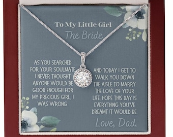 Daughter Wedding Day | Bride Gift From Dad | Bride Necklace | Gift For Bride | Wedding Gifts | To My Little Girl The Bride, Daughter Wedding