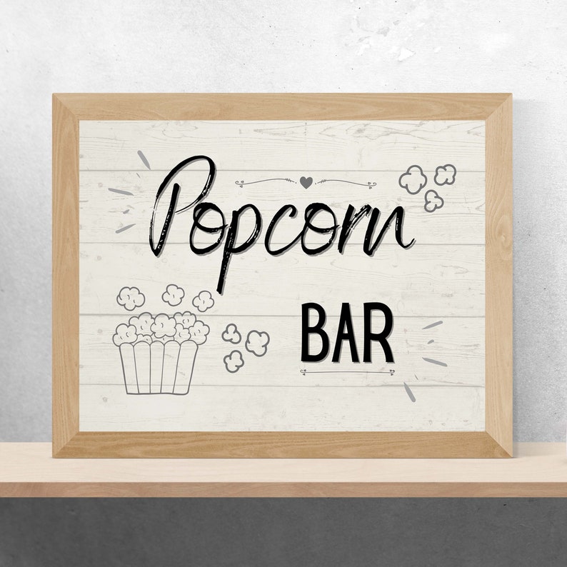 Printable Popcorn Sign Popcorn Bar Digital Download Wedding Reception ...