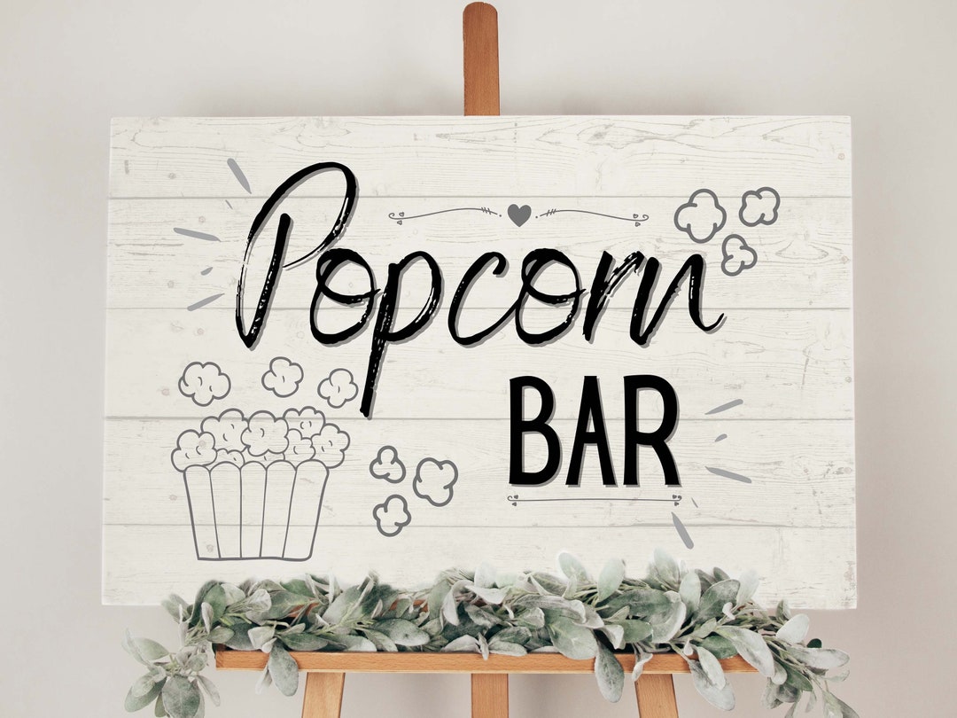 Printable Popcorn Sign Popcorn Bar Digital Download Wedding Reception ...