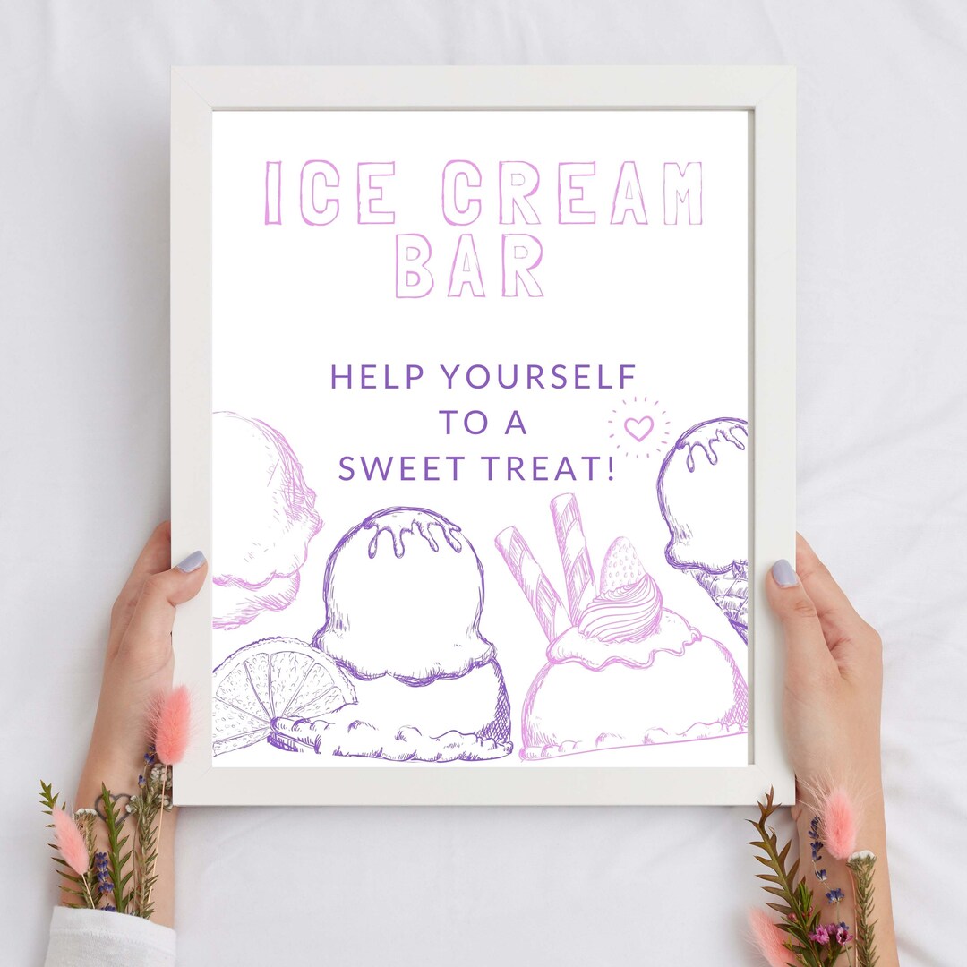 Ice Cream Bar Printable Signs Ice Cream Bar Sign Food - Etsy