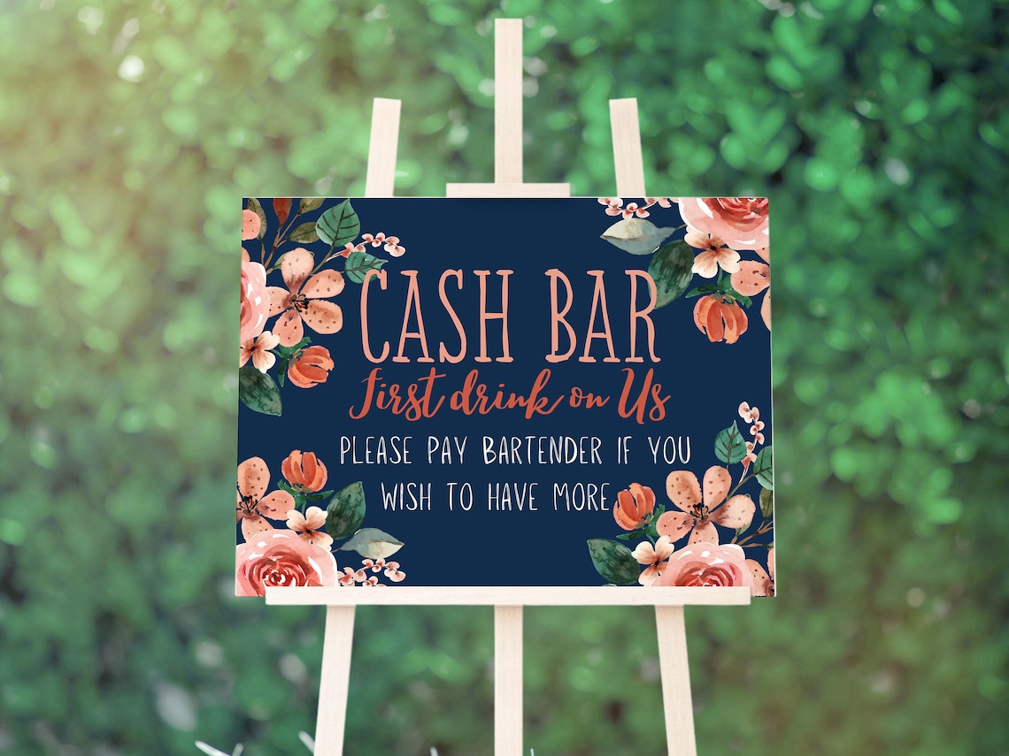 Cash Bar Sign Printable Instant Download Digital Signage Etsy