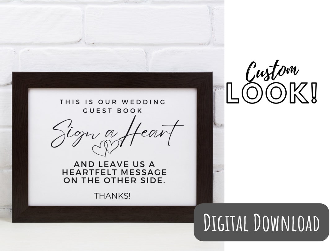 Wooden Heart Guest Book Sign Digital Download Wedding Signs Wedding ...