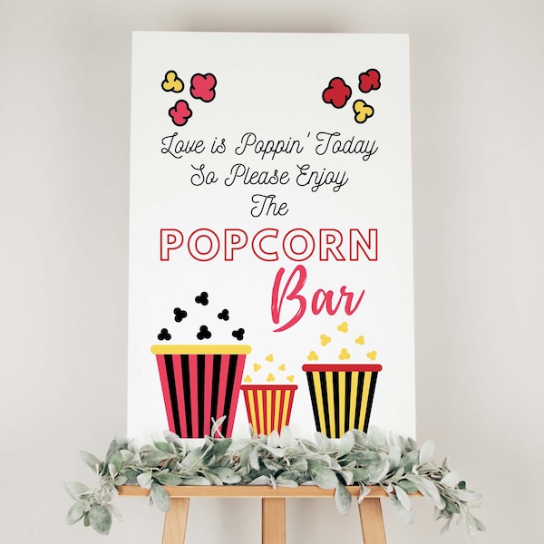 Popcorn Bar Schild | Hochzeitsschild | Popcorn Schild | Hochzeitsschild Popcorn | Druckbare Schilder | Hochzeitsempfang | Sofortiger Download | Food Bar