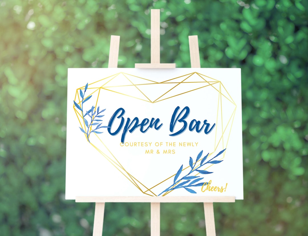 Open Bar Sign Wedding Bar Sign Digital Download Wedding Sign Open Bar Wedding Signs Wedding