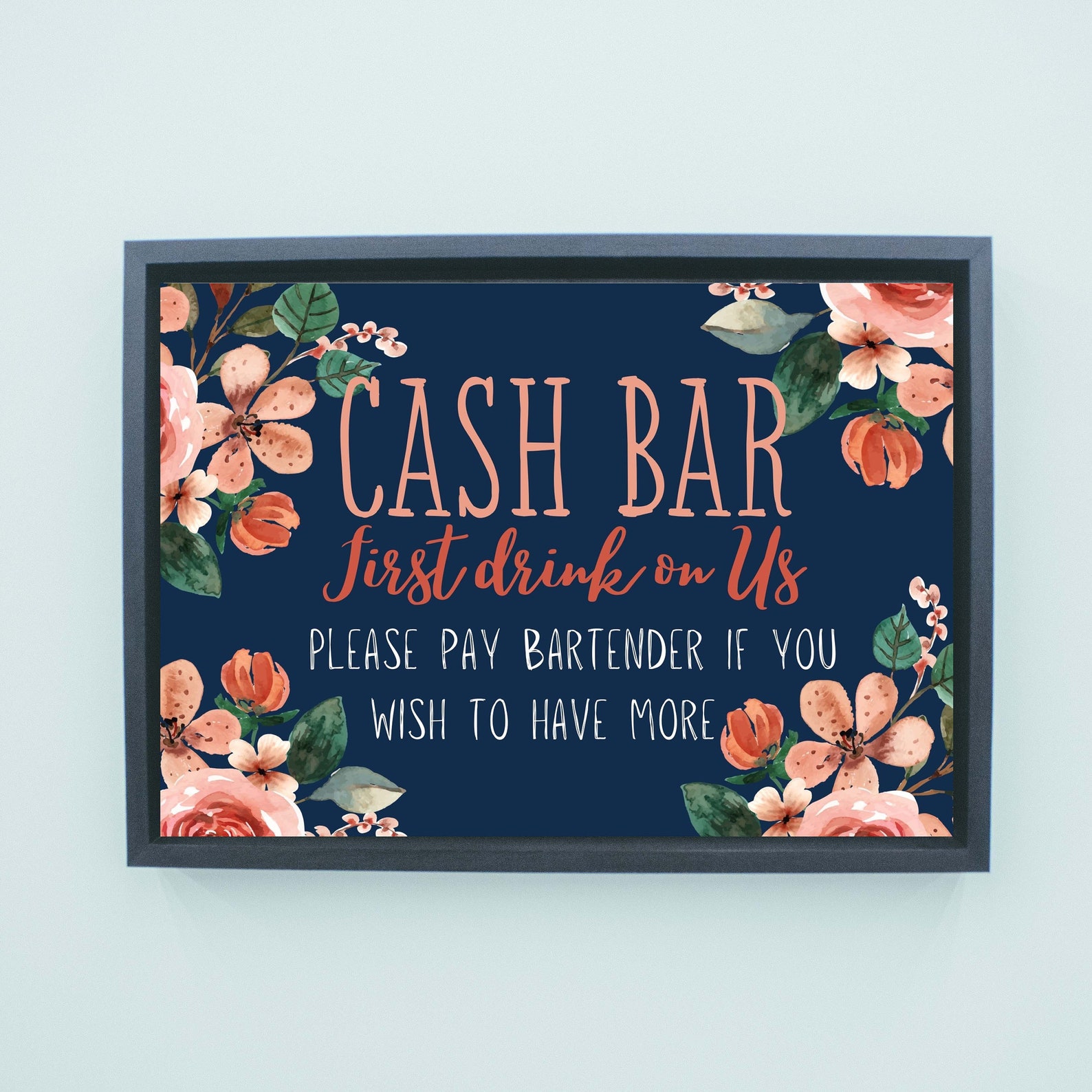 Cash Bar Sign Printable instant download digital signage Etsy