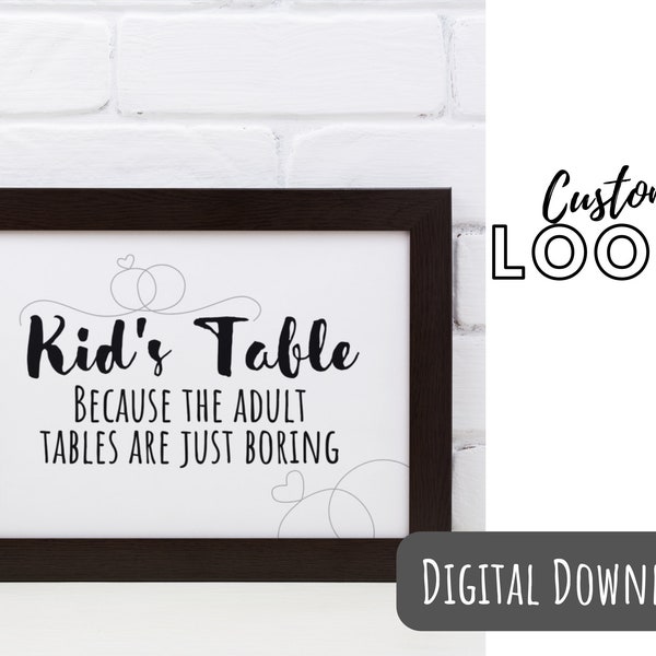 Wedding Table Signs | Kids Table | Kid Wedding Activity | Wedding Printable | Wedding Reception | Digital Download | Wedding Table Signs