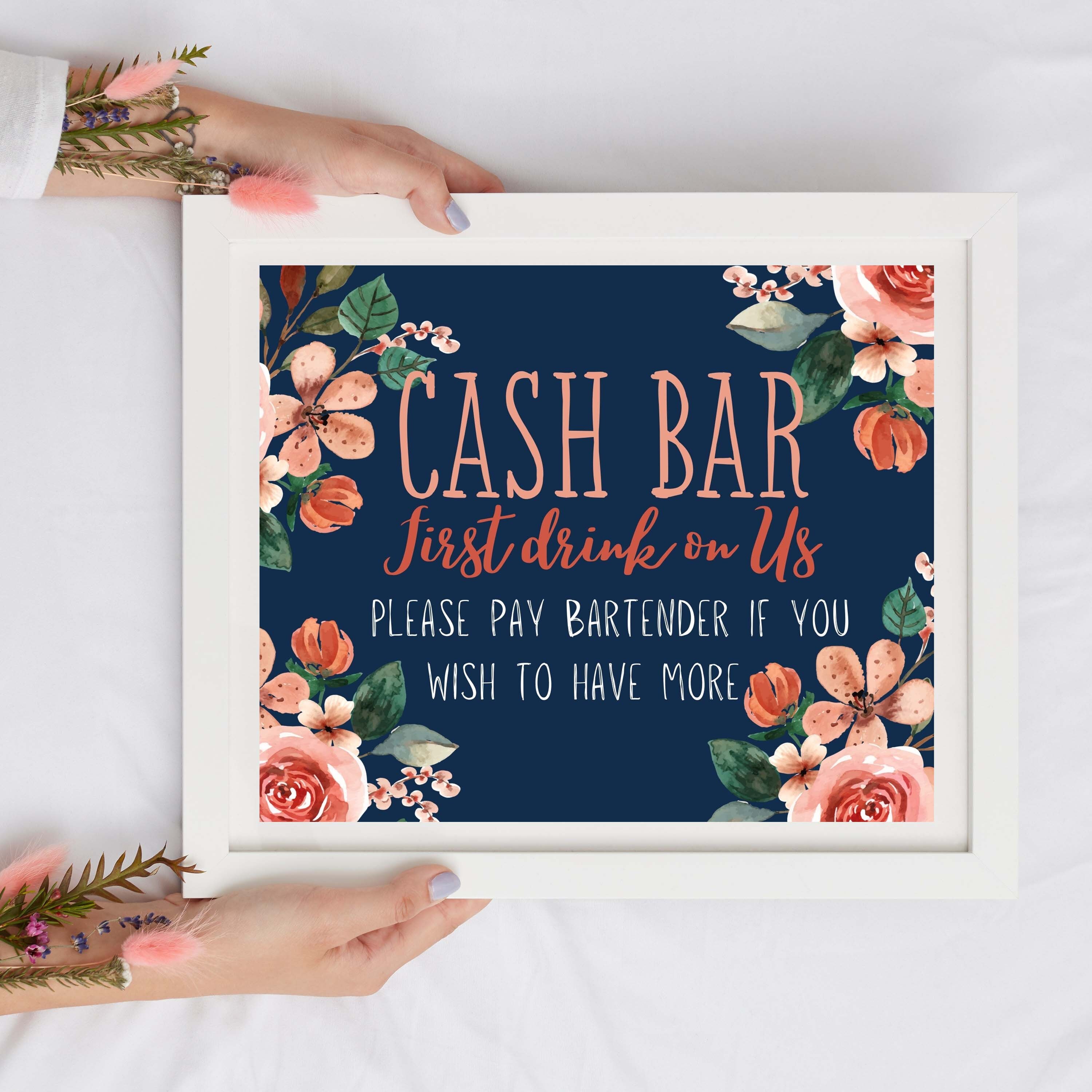 Cash Bar Sign Printable Instant Download Digital Signage Etsy UK