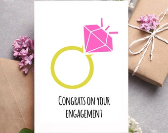 Boho handmade engagement card, congrats on your engagement card, handmade engagement card