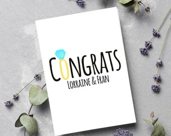 Personalized congrats on your engagement card, personal engagement card, engagement card, engagement gift