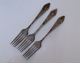 Fourchettes bulgares antiques, fourchettes des années 50, ensemble vintage de 3, couverts antiques