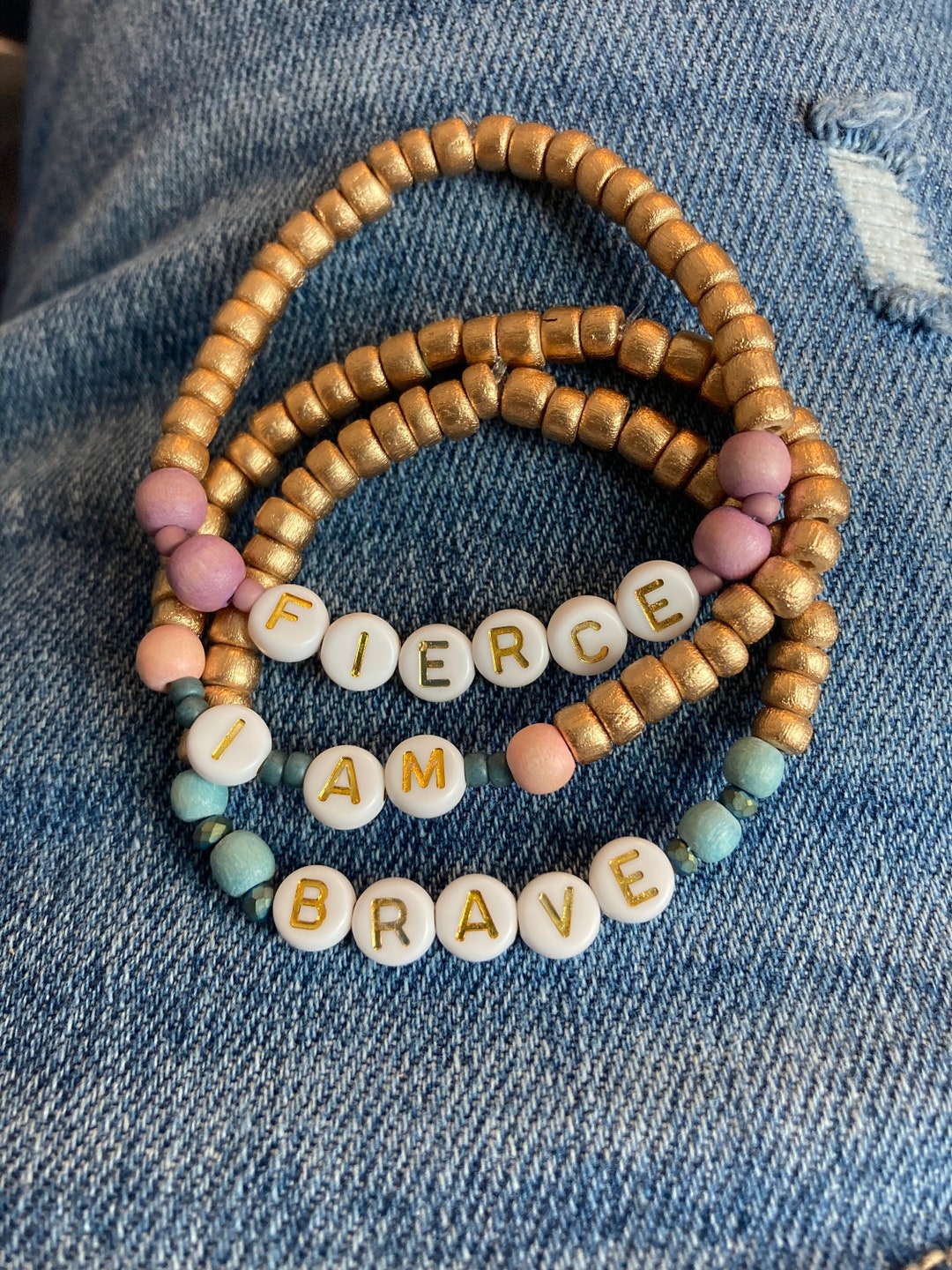 Positive Affirmation Bracelet Custom Personalized Stacked Bracelets