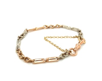 Tri colour 9ct Gold Bracelet -Fancy chain bracelet-Solid Gold