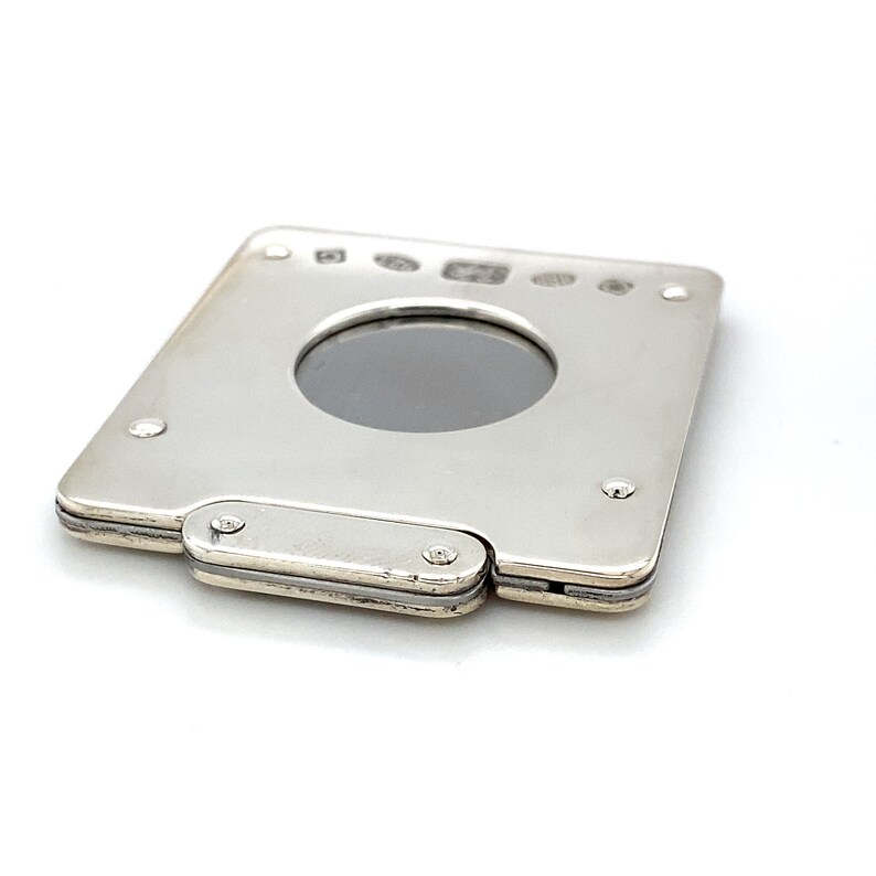 Solid Silver Square Cigar Cutter Single blade guillotine style image 2