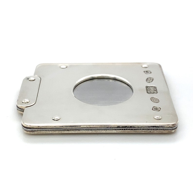 Solid Silver Square Cigar Cutter Single blade guillotine style image 4
