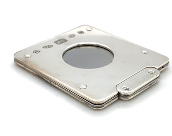 Solid Silver Square Cigar Cutter - Single blade guillotine style