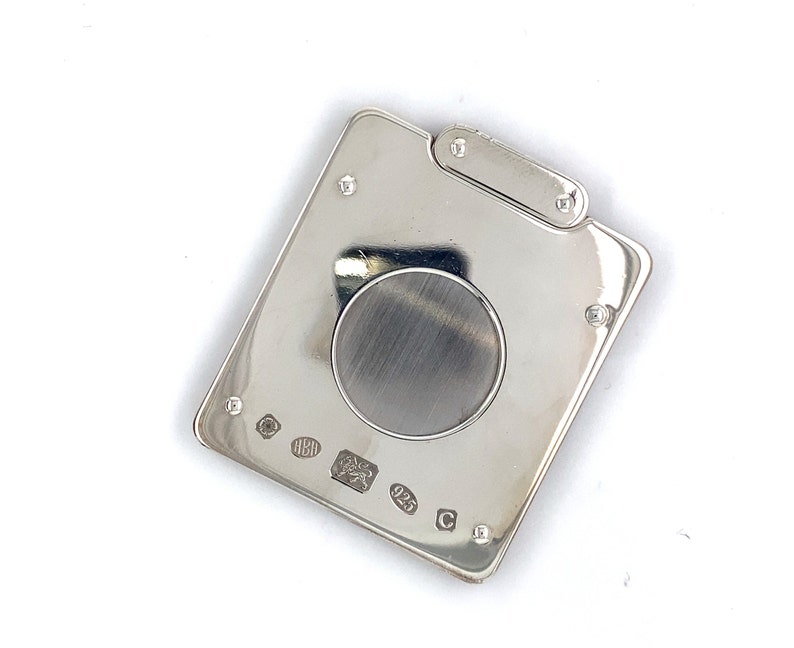 Solid Silver Square Cigar Cutter Single blade guillotine style image 3