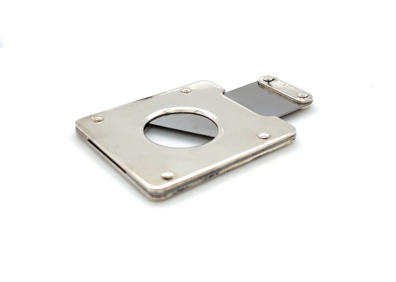 Solid Silver Square Cigar Cutter Single blade guillotine style image 8