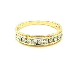 Vintage Half Eternity Ring - Natural Diamond Ring - 60th Wedding Anniversary - April Birthstone - Wedding Ring - Promise Ring