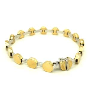 Vintage Octagonal Link Bracelet - 18ct Gold Link Bracelet - Two Colour Gold Bracelet