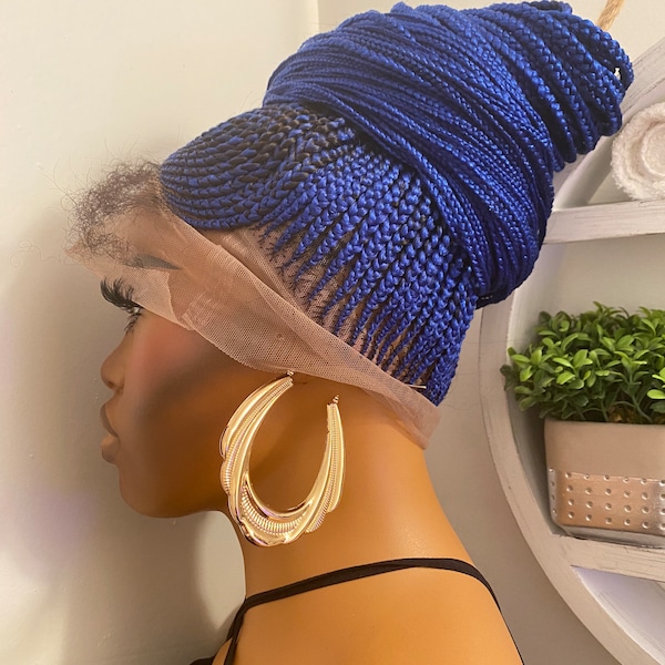 Glueless  “Blue” stylish 360 full lace permanent versatile styling ponytail wig