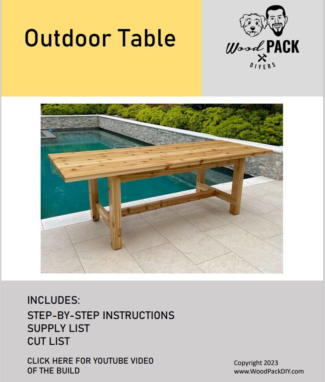Outdoor Table Build Plan Etsy
