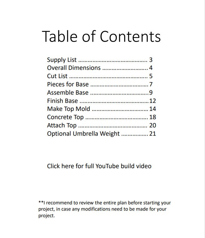 Umbrella Stand Table Build Plan Etsy