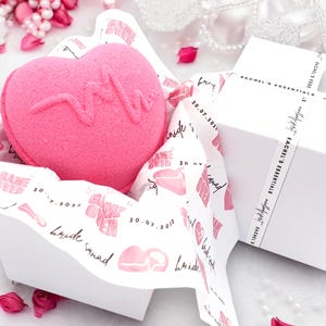 Personalized Heart Bath Bomb: Scented Bridal Shower & Bachelorette Party Favors with Tissue Wrap
