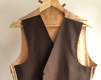 Custom brown and tweed reversible waistcoat size 41-42