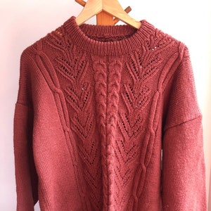 Pure wool cable terracotta jumper size M-L