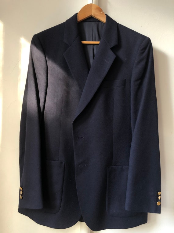 Fletcher Jones 1990s pure wool navy blazer size 4… - image 1