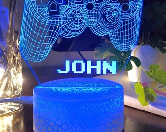 Personalised JOYSTICK Night Light - Perfect Christmas Gift Idea - Multi-colored LED - Bedside Lamp - Nursery Decor for Kids