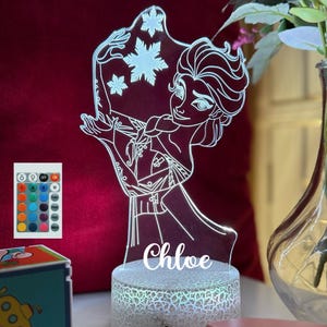 Spersonalizowana lampka nocna ELSA FROZEN – idealny pomysł na prezent świąteczny – wielokolorowa dioda LED – lampka nocna