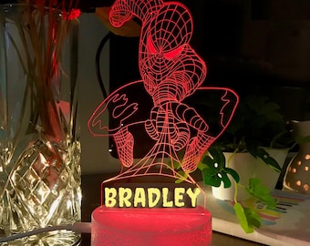 Personalized SPIDER-MAN Night Light -Specially for Spiderman lovers - Boys Collection - Birthday Gift | Multi-Colored LED Lamp