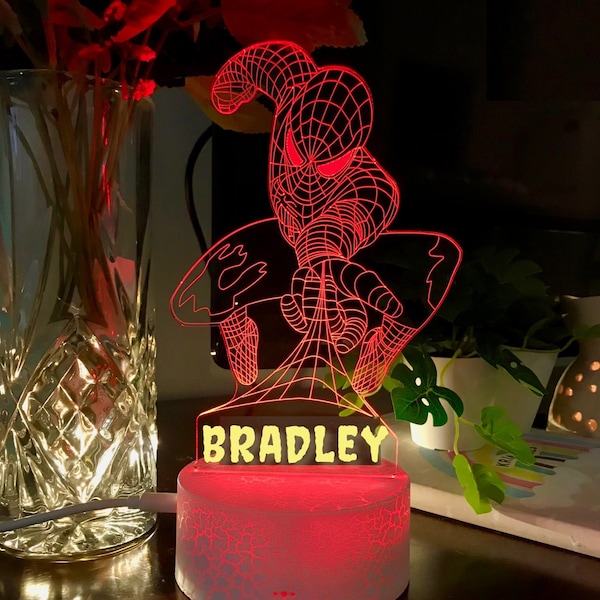 Luce notturna personalizzata di Spiderman: lampada da comodino a LED multicolore